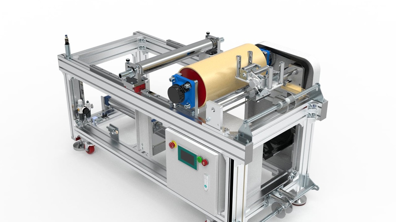 Slitter rewinder setup showing edge trim recovery and waste handling path