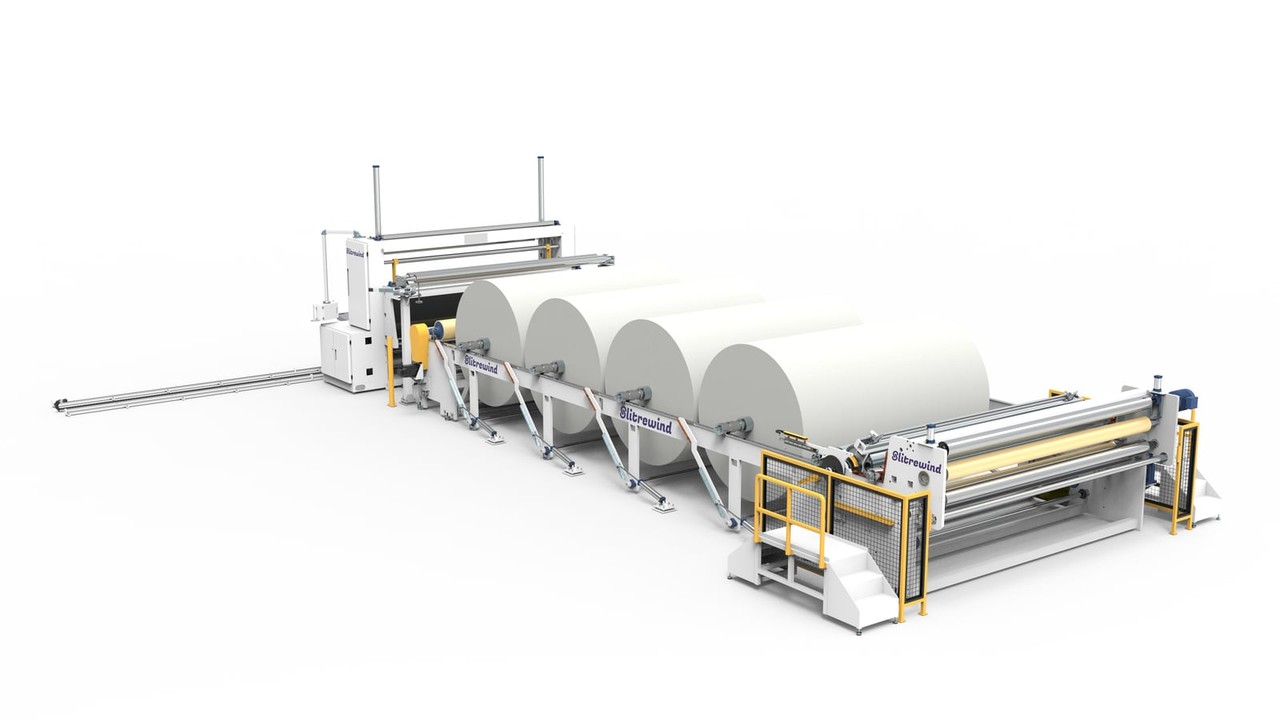 Slitter rewinder line with multiple unwind stands for non-stop unwinding evaluation