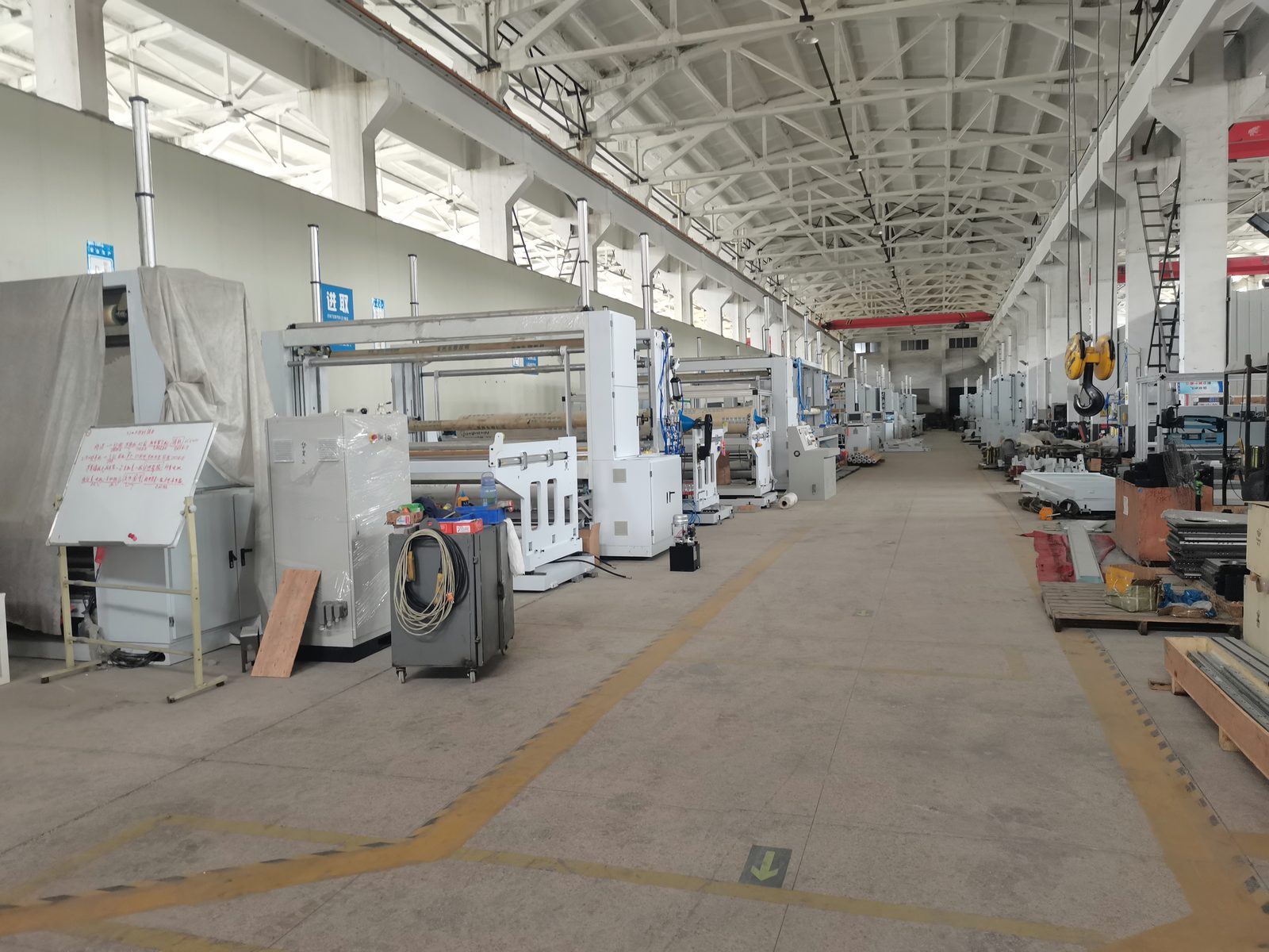 Factory workshop prepared for slitter rewinder installation planning