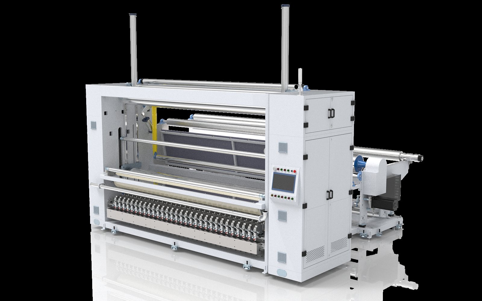 خطوط شق وإعادة لف متكاملة - Integrated wide roll slitting and rewinding machine with automatic knife positioning